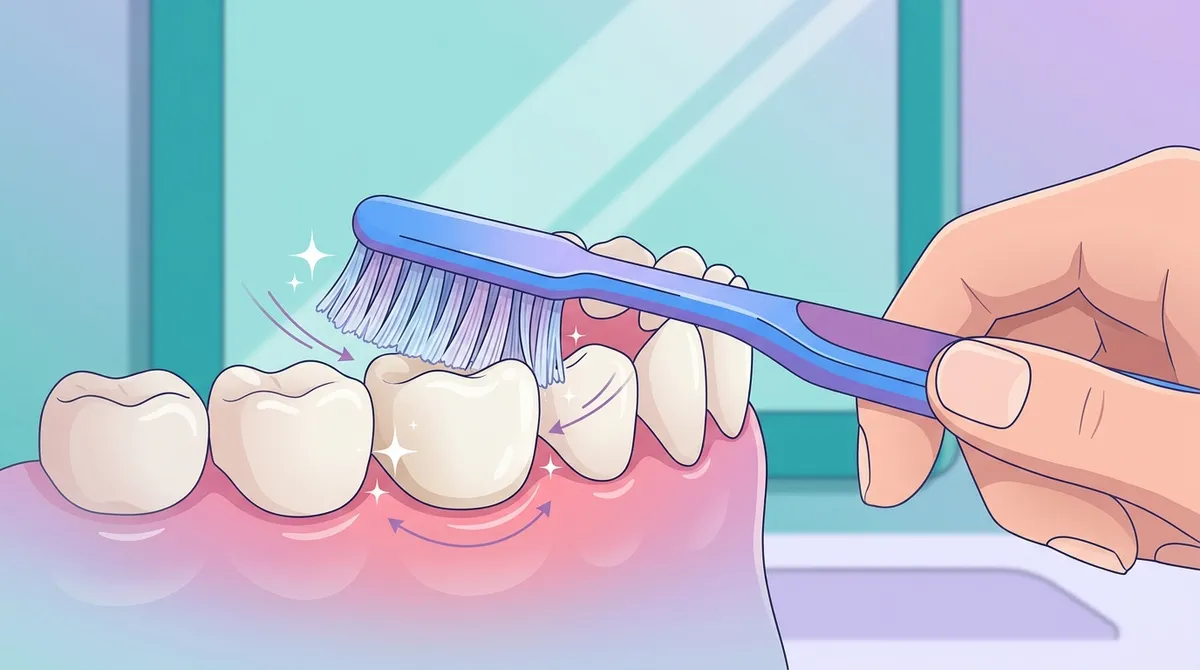 brushing and flossing with crown
