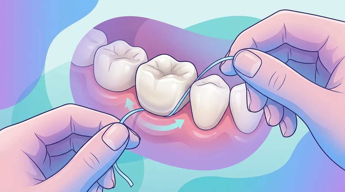 brushing and flossing with crown