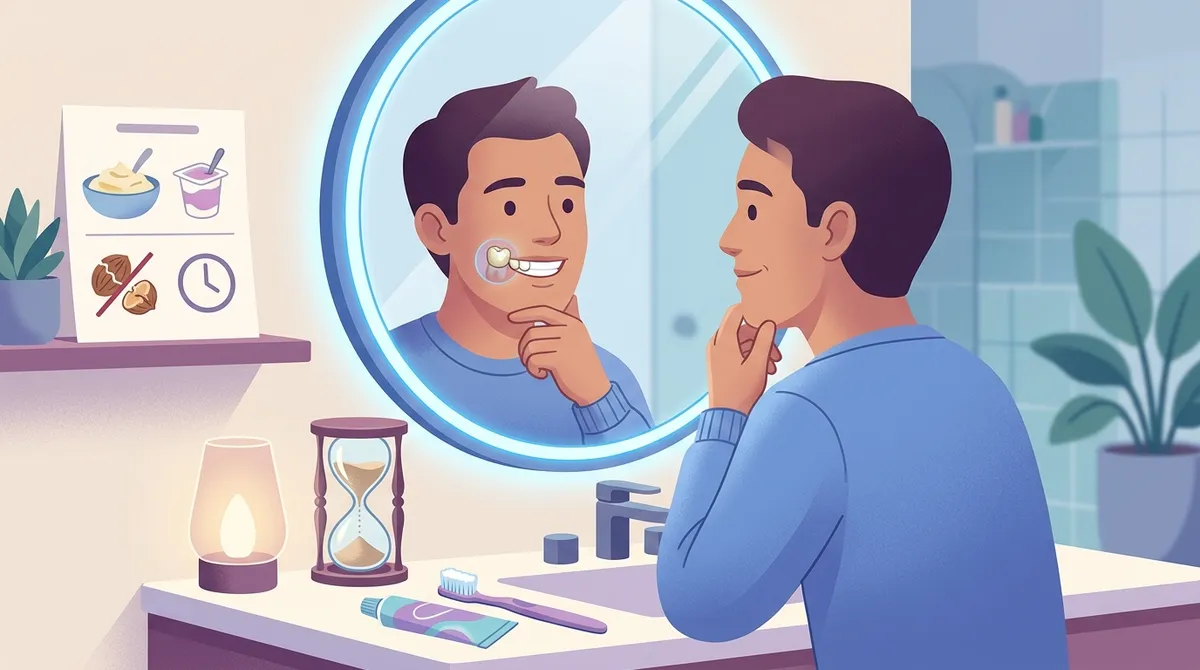 brushing and flossing with crown